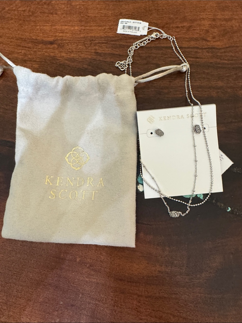 Kendra Scott Silver Layered Station Necklace with Clear Accents
